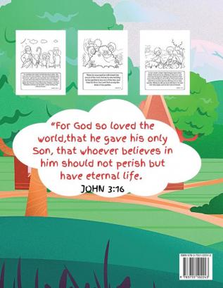 Bible Stories Coloring Book: Biblical Scene Illustrations For Children Of All Ages With Bible Verses