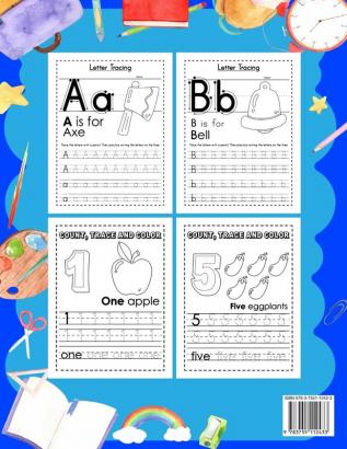 Letter and Number Tracing Book: Workbook for Preschool Kindergarten and Kids Ages 3-5 - Alphabet Tracing Book & Number Tracing for Children