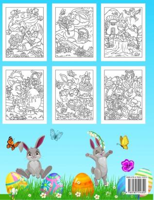 Easter Coloring Book: For Kids Toddlers and Preschool Adorable Easter Bunnies Beautiful Spring Flowers and Charming Easter Eggs