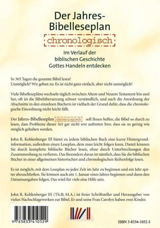 Der Jahres Bibelleseplan chronologisch: Im Verlauf der biblischen Geschichte Gottes Handeln entdecken