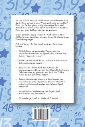 Von Punkt zu Punkt für Jungen ab 5 Jahren - Zahlen von 1 - 50: Malbuch mit 30 tollen Motiven