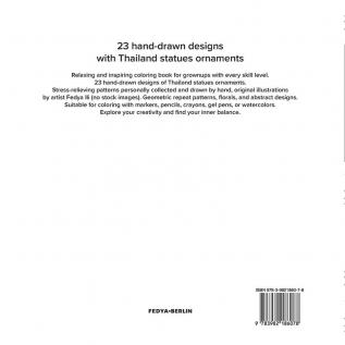 Thailand Statues Ornaments Coloring Book for Relaxation Meditation and Stress-Relief