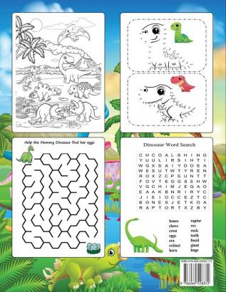 Dinosaur Activity Book for Kids: Ages 4-8 Workbook Including Coloring Dot to Dot Mazes Word Search and More