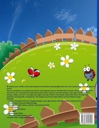 Farm Animals Coloring Book For Kids Ages 4-8: Animal Farm Coloring Book For Boys And Girls Cute Domestic Animals Coloring Book For Children - 65 Coloring Pages