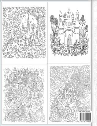 FRENCH CHATEAU adult coloring books buildings: fantasy coloring books for adults