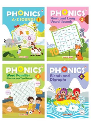 Phonics Reader (Set of 4 Books) - Alphabet Sounds Short and Long Vowel Sounds Word Families Blends and Digraphs