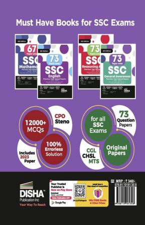 73 Topic-wise SSC General Awareness Previous Year Solved Papers (2010 - 2023) - CGL (Tier I & II) CHSL (Tier I & II) MTS CPO & Stenographer  6th Edition | 3300+ General Knowledge PYQs