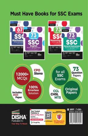 73 Topic-wise SSC Reasoning Ability Previous Year Solved Papers (2010 - 2023) - CGL (Tier I & II) CHSL (Tier I & II) MTS CPO & Stenographer 6th Edition | 3300+ Gneral Intelligence PYQs