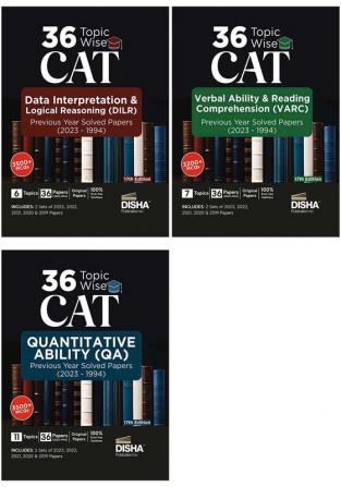 36 Topic-wise CAT QA DILR & VARC Previous Year Solved Papers (2023 - 1994) - set of 3 Books 17th Edition | Previous Year Questions PYQs | Quantitative Ability Data Interpretation & Logical Reasoning Verbal Ability & Reading Comprehension |