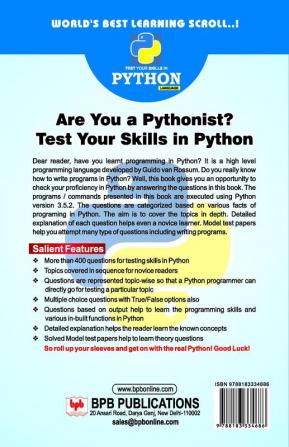 TEST YOUR SKILLS IN PYTHON LANGUAGE