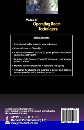 MANUAL OF OPERATING ROOM TECHNIQUES