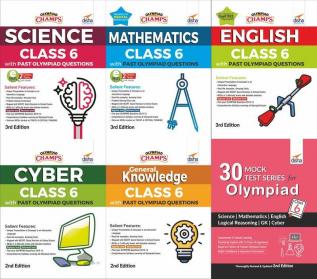 Olympiad Champs Science Mathematics English Cyber & GK Class 6 with 30 Mock Tests (set of 6 books) 2nd Edition