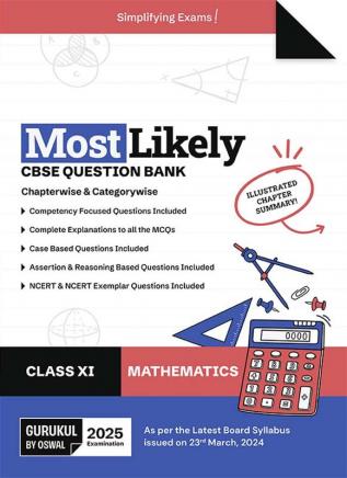 Gurukul by Oswal Mathematics Most Likely CBSE Question Bank : Class 11 Exam 2025