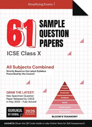 Gurukul By Oswal 61 Sample Question Papers For Icse Class 10 Exam 2025 : Fully Solved New Specimen Question Paper & Latest Syllabus (All Subjects), New Sqp Pattern