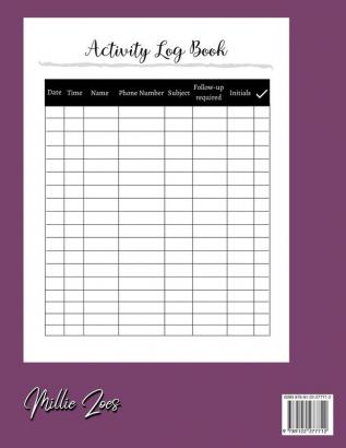 Activity Log Book: For Buisness - Big Size 120 Pages 8.5X11 Inch