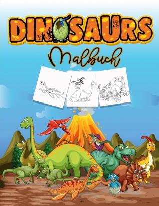 Dinosaurier Malbuch: Aktivitätsbuch für Kinder Lernen Sie Dinosaurier Namen und Farbe sie