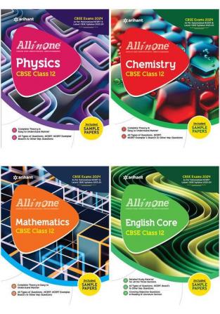 All In One Class 12th Physics Chemistry Mathematics English Core for CBSE Exam 2024 (Set of 4 Books)