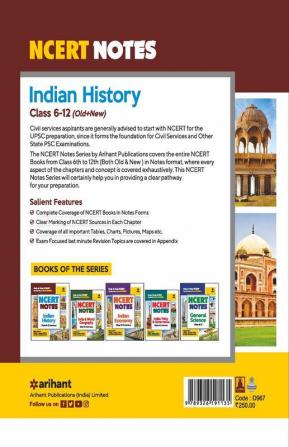 NCERT Notes Indian History Class 6-12 (Old+New) for UPSC State PSC and Other Competitive Exams