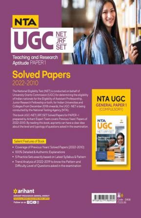 NTA UGC NET/JRF/SET Teaching & Research Aptitude Paper 1 Solved Paper (2022-2010)