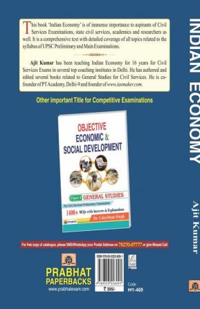 INDIAN ECONOMY FOR CIVIL SERVICES EXAMINATION(revised Book pls overright old one)