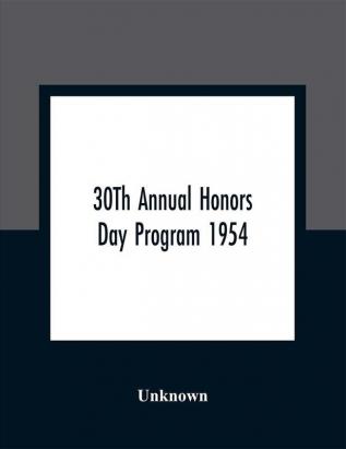 30Th Annual Honors Day Program 1954