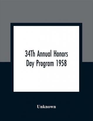 34Th Annual Honors Day Program 1958