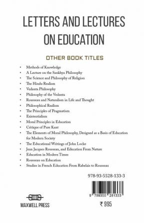 Letters and Lectures on Education