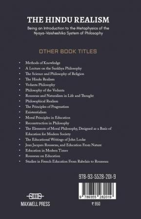 THE HINDU REALISM Being an Introduction to the Metaphysics of the NyayaVaisheshika System of Philosophy