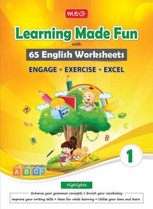 MTG 65 English Worksheets Class 1 - (Learning Made Fun) Workbooks to Improve Your Writing Skills Grammar Concept & Enrich Your Vocabulary (Based on CBSE/NCERT)