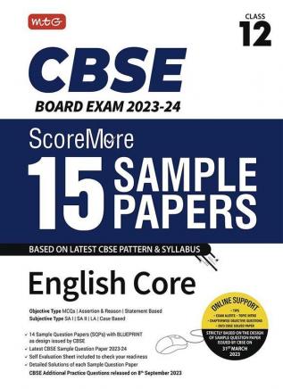 MTG CBSE ScoreMore 15 Sample Question Papers Class 12 English Core Book For 2024 Board Exam