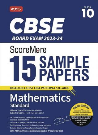 MTG CBSE ScoreMore 15 Sample Question Papers Class 10 Mathematics Standard Book For 2024 Board Exam