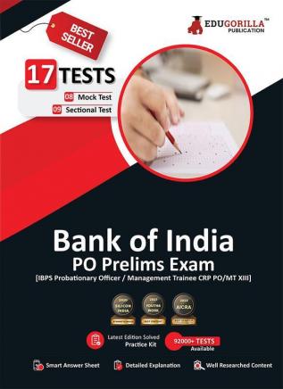 Bank of India PO Prelims (IBPS CRP PO/MT XIII) Book 2023 (English Edition) - 8 Full Length Mock Tests and 9 Sectional Tests (1100 Solved Questions) with Free Access to Online Tests