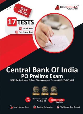 Central Bank Of India PO Prelims (IBPS CRP PO/MT XIII) Book 2023 (English Edition) - 8 Full Length Mock Tests and 9 Sectional Tests (1100 Solved Questions) with Free Access to Online Tests