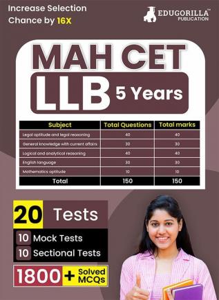 MAH CET LLB 5 Years (Integrated Course) Exam 2023 - 10 Full Length Mock Tests and 10 Sectional Tests (1800 Solved Objective Questions) with Free Access to Online Tests