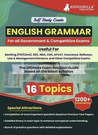 Objective General English For For All Government & Competitive Exams - 16 Topic-wise Solved Test (1200 Solved Questions) Tests Useful for SSC Banking Railways with Free Access to Online Tests