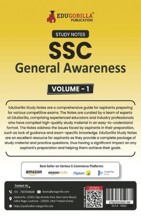 Study Notes for SSC General Awareness (Vol 1) - Topicwise Notes for CGL CHSL SSC MTS CPO and Other SSC Exams with Solved MCQs