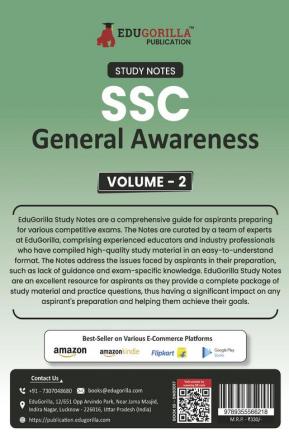 Study Notes for SSC General Awareness (Vol 2) - Topicwise Notes for CGL CHSL SSC MTS CPO and Other SSC Exams with Solved MCQs