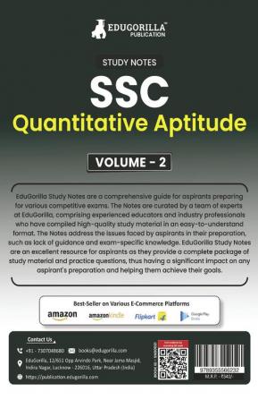 Study Notes for Quantitative Aptitude (Vol 2) - Topicwise Notes for CGL CHSL SSC MTS CPO and Other SSC Exams with Solved MCQs