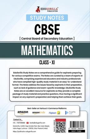 CBSE (Central Board of Secondary Education) Class XI Science - Mathematics Topic-wise Notes | A Complete Preparation Study Notes with Solved MCQs