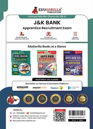 Jammu and Kashmir Bank Apprentice Recruitment Exam Book 2023 (English Edition) - 15 Practice Tests (2000 Solved MCQs) with Free Access to Online Tests