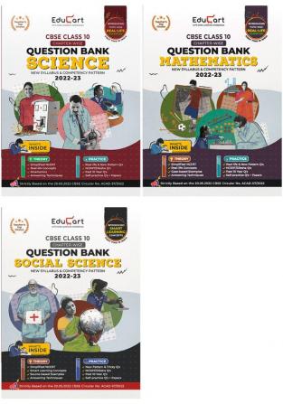 Educart CBSE Class 10 Bundle - Science SST and Maths Question Banks 2023 (Based on new Sample Paper pattern of 16th Sep 2022) Edubook