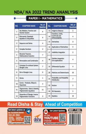 NDA/ NA 17 years Mathematics Topic-wise Solved Papers (2006 - 2022) 3rd Edition