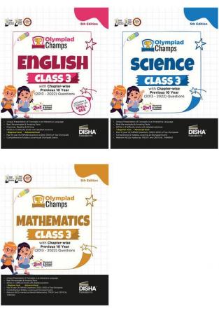 Olympiad Champs Science Mathematics English Class 3 with Previous 10 Year (2013 - 2022) Questions 5th Edition (set of 3 books)