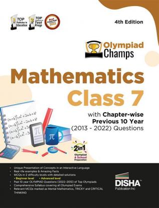 Olympiad Champs Mathematics Class 7 with Chapter-wise Previous 10 Year (2013 - 2022) Questions 4th Edition | Complete Prep Guide with Theory PYQs Past & Practice Exercise |