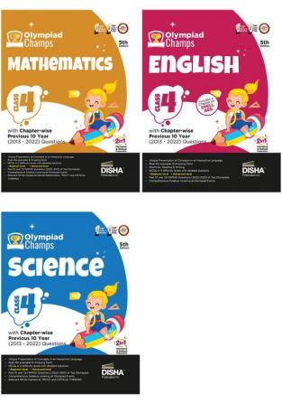 Olympiad Champs Science Mathematics English Class 4 with Past Questions 5th Edition (set of 3 books)