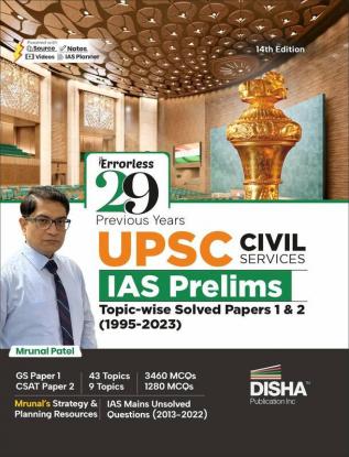 29 Previous Years UPSC Civil Services IAS Prelims Topic-wise Solved Papers 1 & 2 (1995 - 2023) 14th Edition | General Studies & Aptitude (CSAT) PYQs Question Bank |