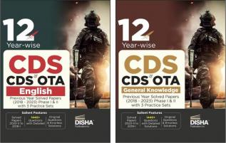 Combo (Set of 2 Books) 12 Year-wise CDS OTA English & General Knowledge Previous Year Solved Papers (2018 - 2023) Phase I & II | Combined Defence Services PYQs