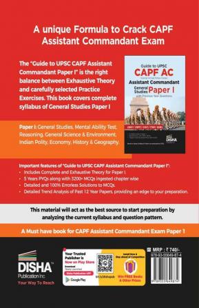 Guide to UPSC CAPF AC Central Armed Police Forces Assistant Commandant General Studies Paper I with Previous Year Questions | For 2024 Exam | PYQs | BSF CRPF CISF ITBP SSB