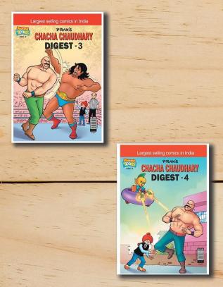 Chacha Chaudhary Comics In English| Chacha Chaudhary Comics Digest Set Of 2 Comics In English | English Comics | Diamond Comics | Gift For Children | Gift For Kids|Original Artwork By Cartoonist Pran Since 1981|Chacha Chaudhary Digest - 3 + 4