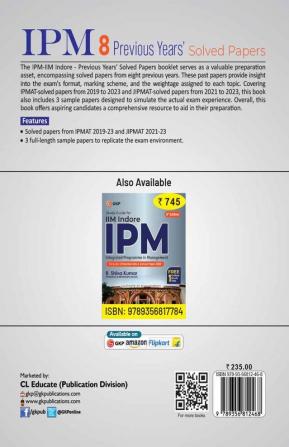 GKP IPM 2024 : IIM Indore - Previous years' 8 Solved Papers ( Include solved papers IPMAT 2019-23 & JIPMAT 2021-23)